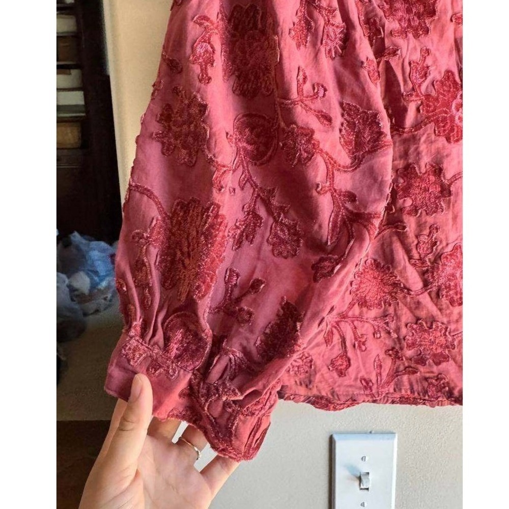 Pilcro Anthropologie Cotton Embroidered Blouse S Boho Cottagecore Euro Summer - Picture 5 of 6